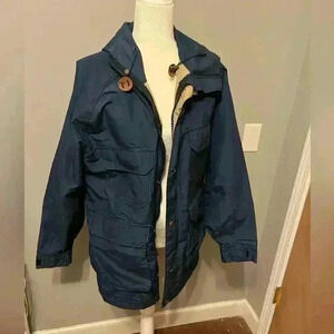 Woolrich Mens Parka Jacket Shell 1527 Hooded Cotton
Lined Navy Blue Small